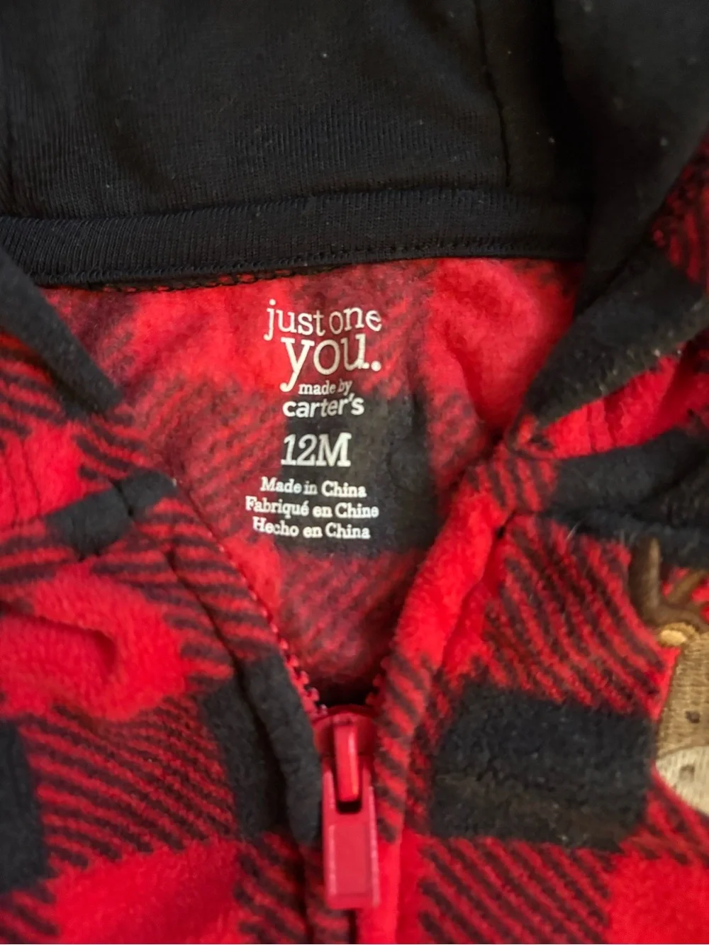 Carter's Red & Black Buffalo Plaid Hooded Fleece Vest